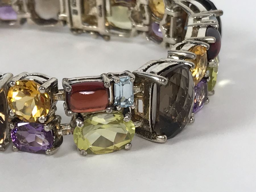 Sterling Silver Gemstones Bracelet 39.2g [Photo 12]