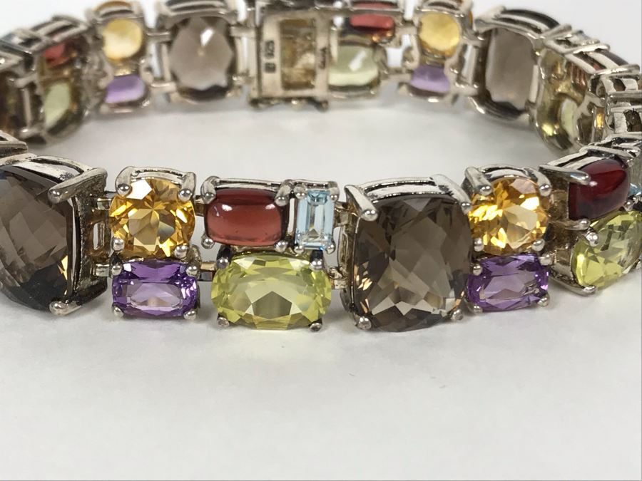Sterling Silver Gemstones Bracelet 39.2g [Photo 6]