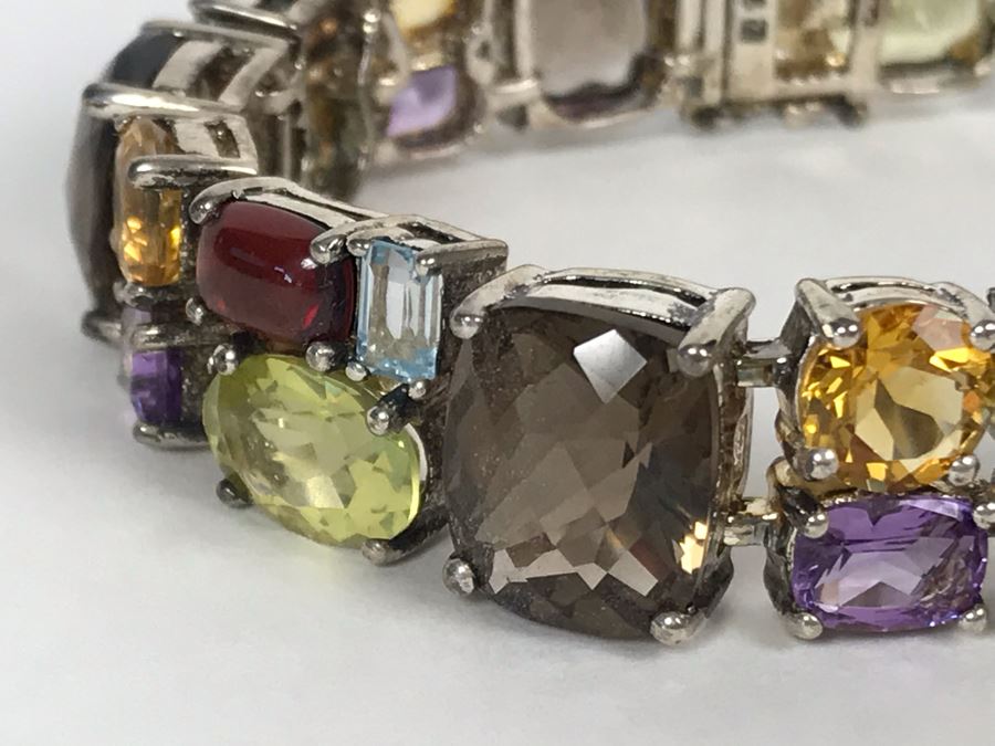 Sterling Silver Gemstones Bracelet 39.2g [Photo 10]