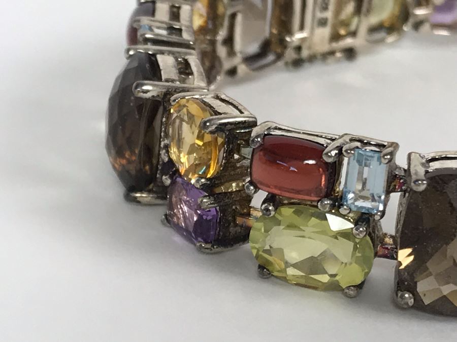 Sterling Silver Gemstones Bracelet 39.2g [Photo 11]