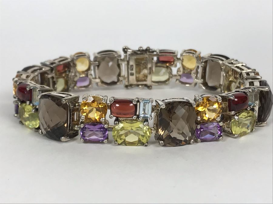 Sterling Silver Gemstones Bracelet 39.2g [Photo 3]