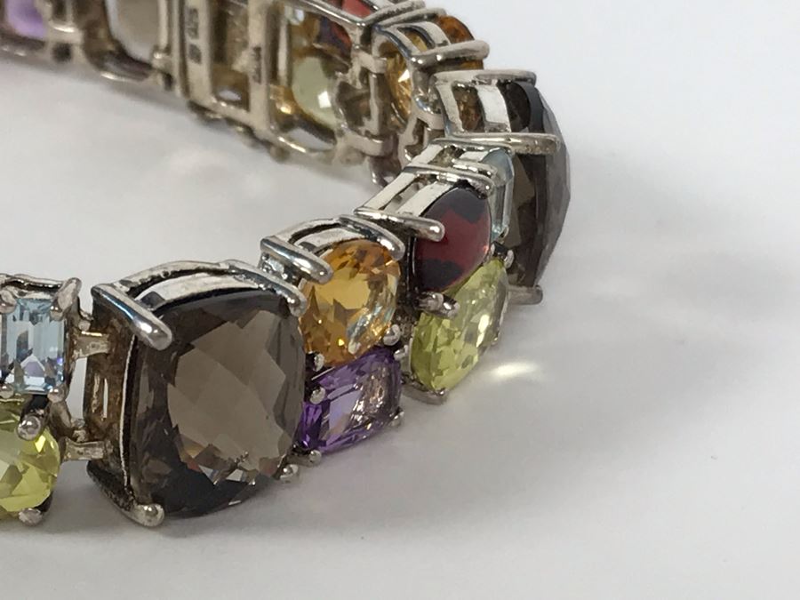 Sterling Silver Gemstones Bracelet 39.2g [Photo 13]