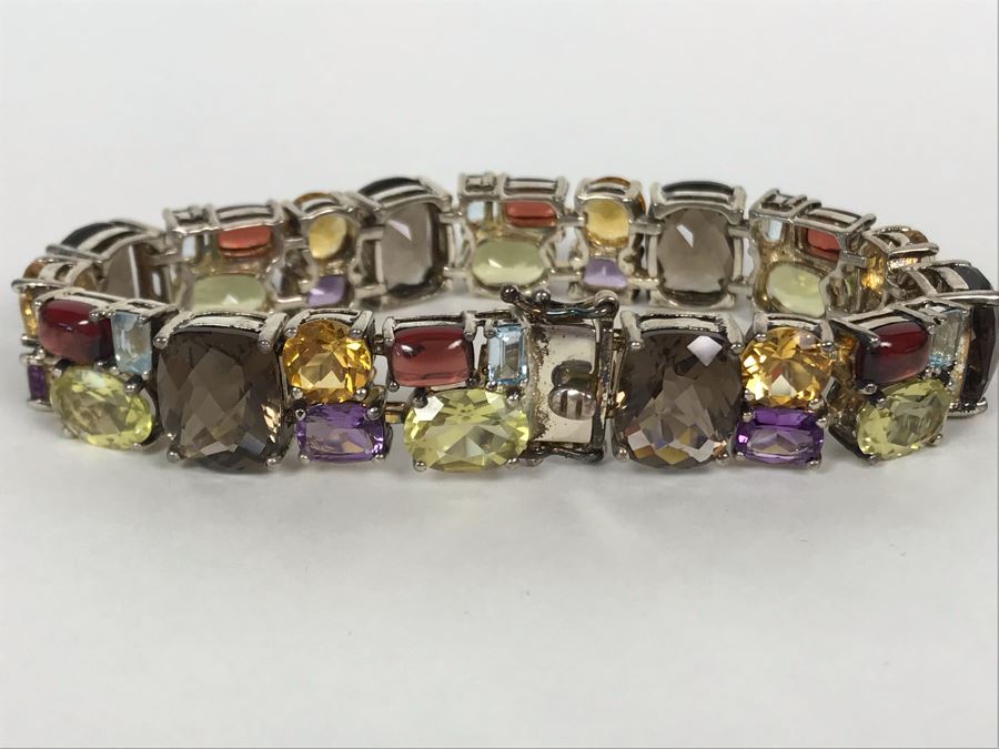 Sterling Silver Gemstones Bracelet 39.2g [Photo 16]