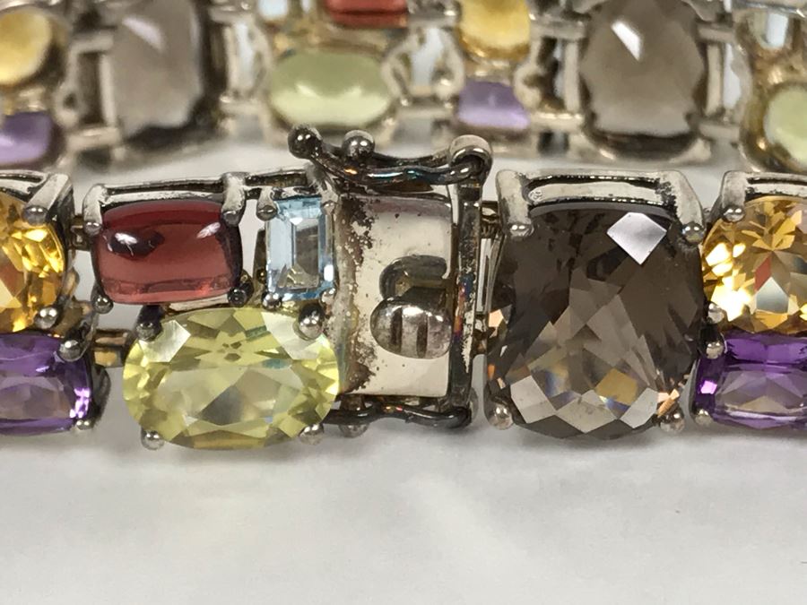 Sterling Silver Gemstones Bracelet 39.2g [Photo 15]