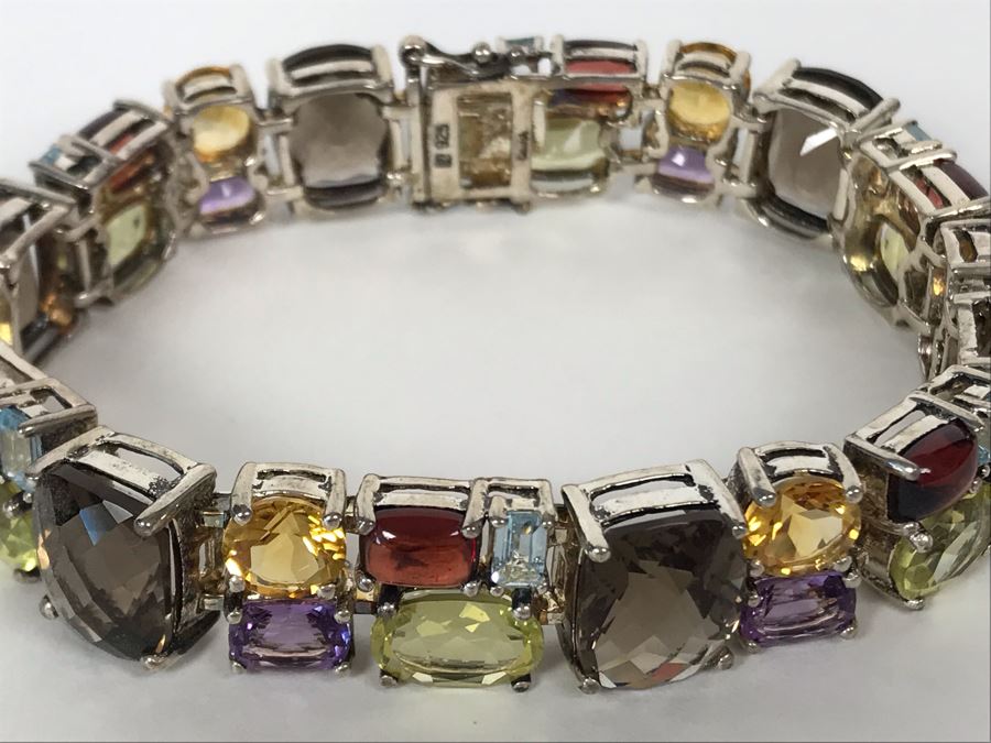 Sterling Silver Gemstones Bracelet 39.2g [Photo 5]