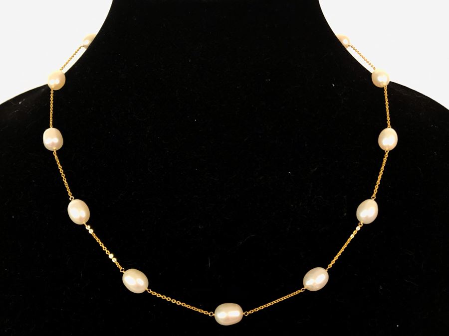 14K Gold Pearl Necklace RCI 12.2g [Photo 4]
