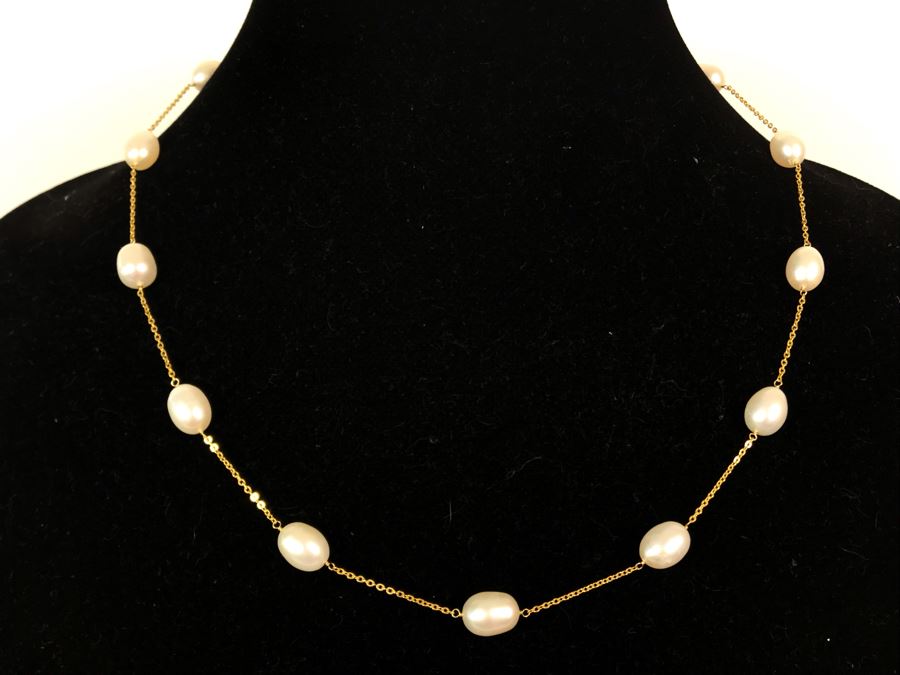 14K Gold Pearl Necklace RCI 12.2g [Photo 2]