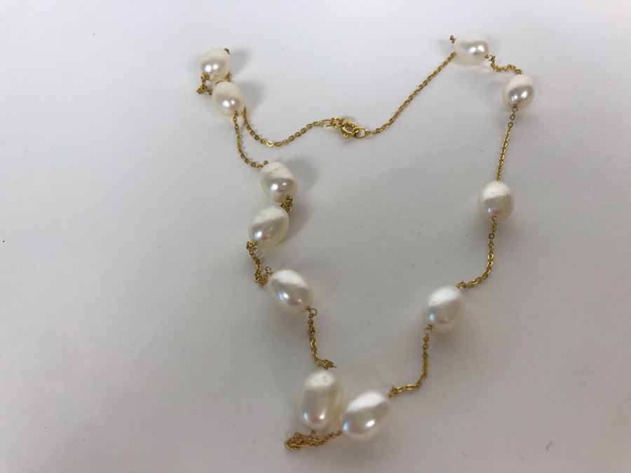 14K Gold Pearl Necklace RCI 12.2g [Photo 5]