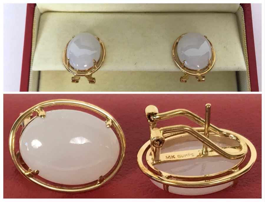 14K Gold GUMPS Earrings In Original Box 8.1g
