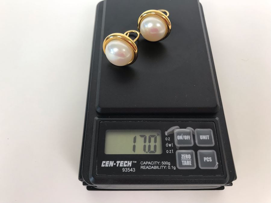 18K Gold GUMPS Pearl Earrings In Original Box 17g [Photo 10]
