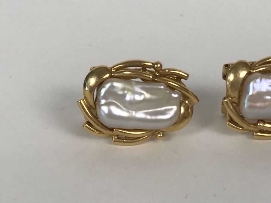 14K Gold Pearl Earrings Pierced 4.6g [Photo 3]
