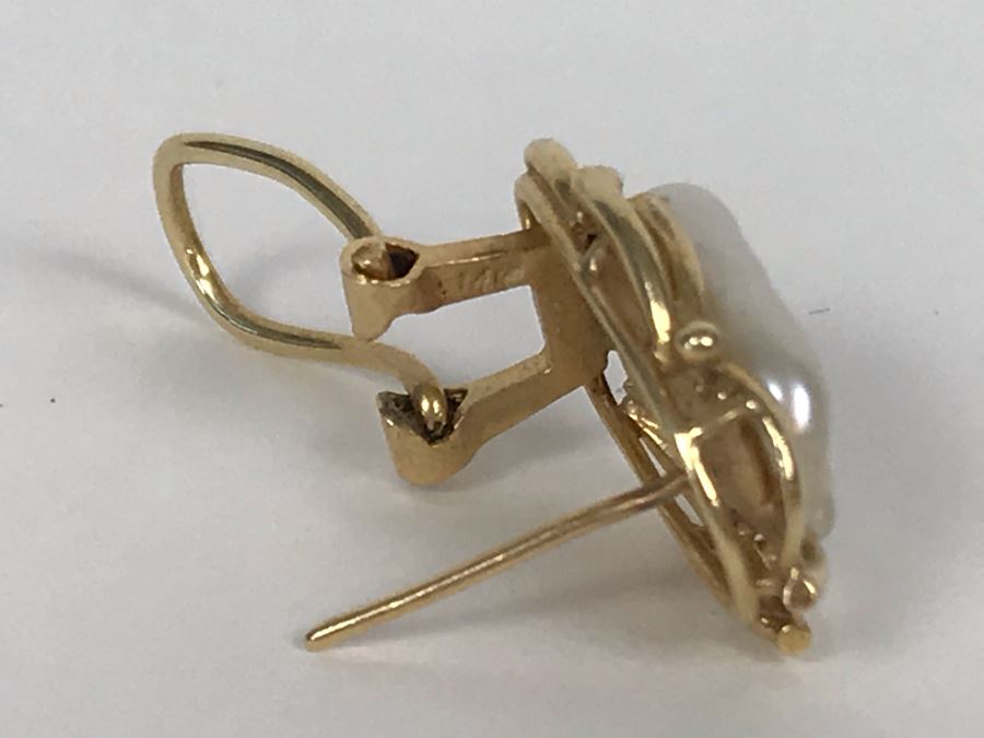 14K Gold Pearl Earrings Pierced 4.6g [Photo 9]