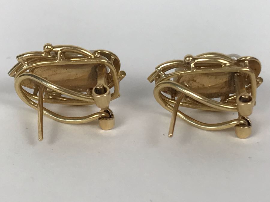 14K Gold Pearl Earrings Pierced 4.6g [Photo 7]