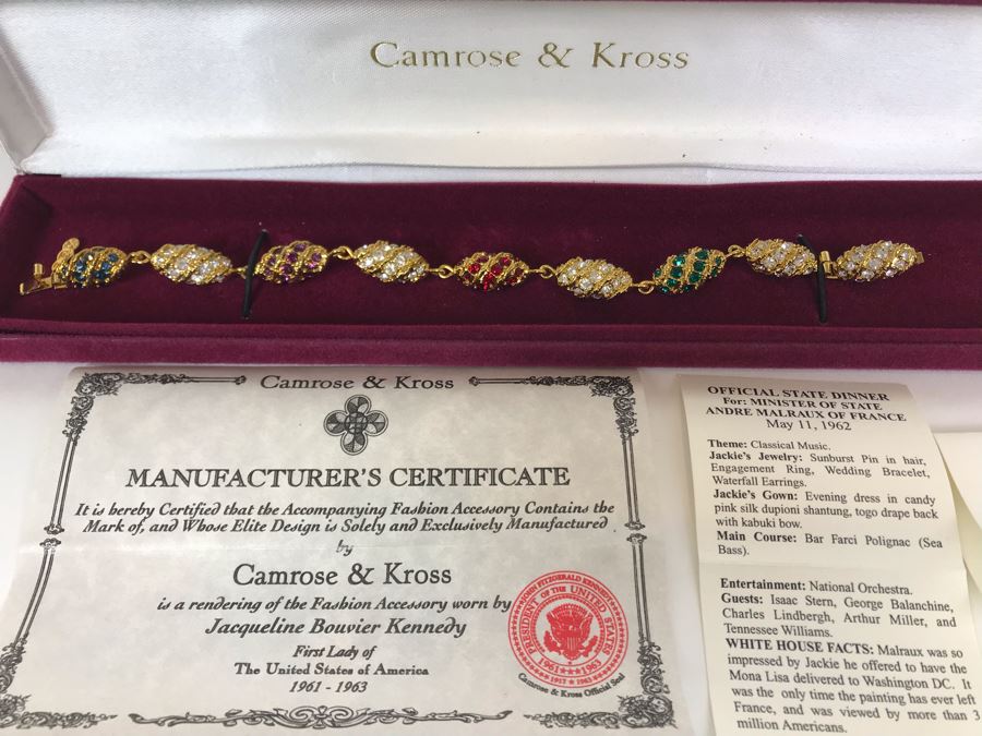 Camrose & Kross Rendering Of Fashion Jewelry Worn By Jacqueline Bouvier Kennedy