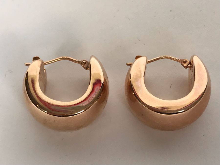 14K Gold Milor Italy Earrings Pierced 7.1g [Photo 4]