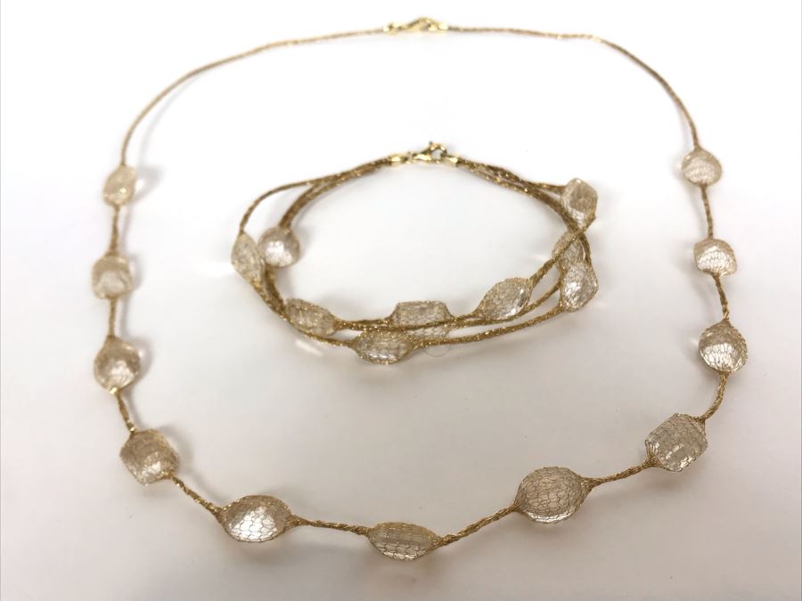 14K Gold Necklace With Matching 14K Gold Bracelet 13.3g TW [Photo 4]