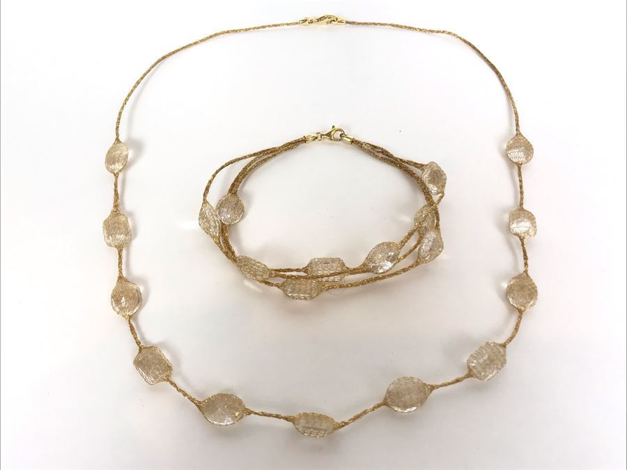 14K Gold Necklace With Matching 14K Gold Bracelet 13.3g TW [Photo 1]