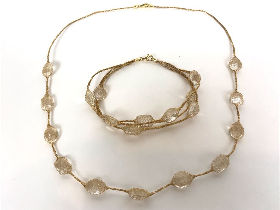 14K Gold Necklace With Matching 14K Gold Bracelet 13.3g TW [Photo 5]