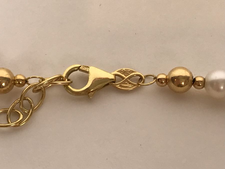 14K Gold Pearl Necklace With Matching 14K Gold Pearl Bracelet 17.7g [Photo 7]