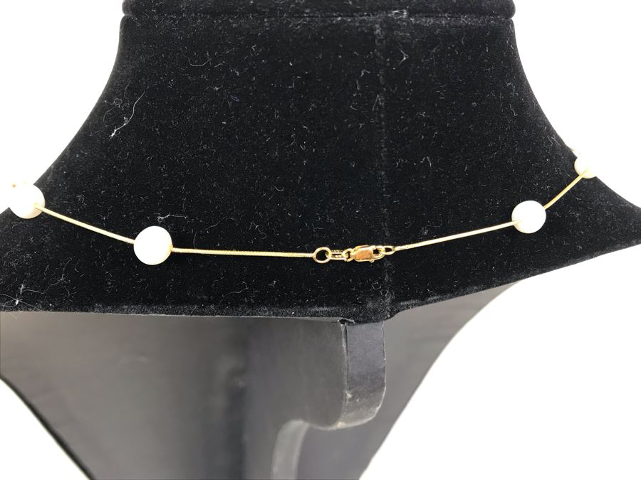 14K Gold Pearl Necklace 8.2g [Photo 4]