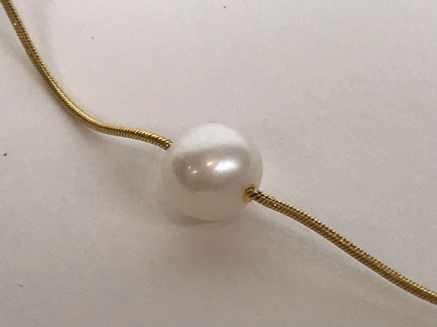 14K Gold Pearl Necklace 8.2g [Photo 7]