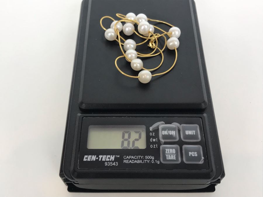 14K Gold Pearl Necklace 8.2g [Photo 8]