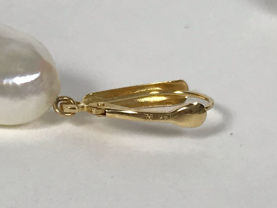 (4) Pairs Of Pearl 14K Gold Earrings 14g [Photo 6]