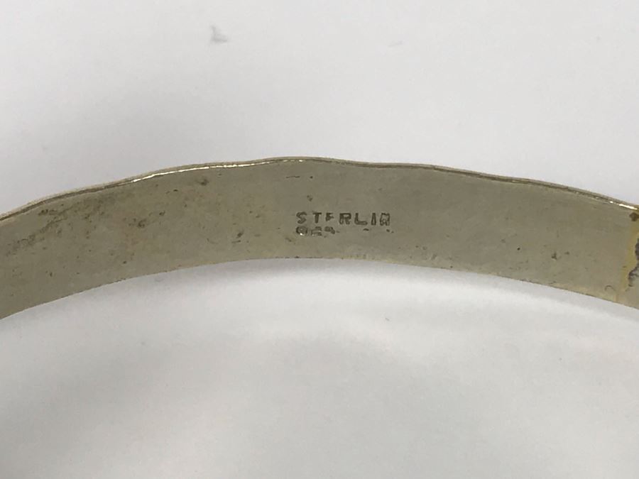 Pair Of Sterling Silver Bracelets (36g) And Turquoise Ring Size 6.5 [Photo 5]