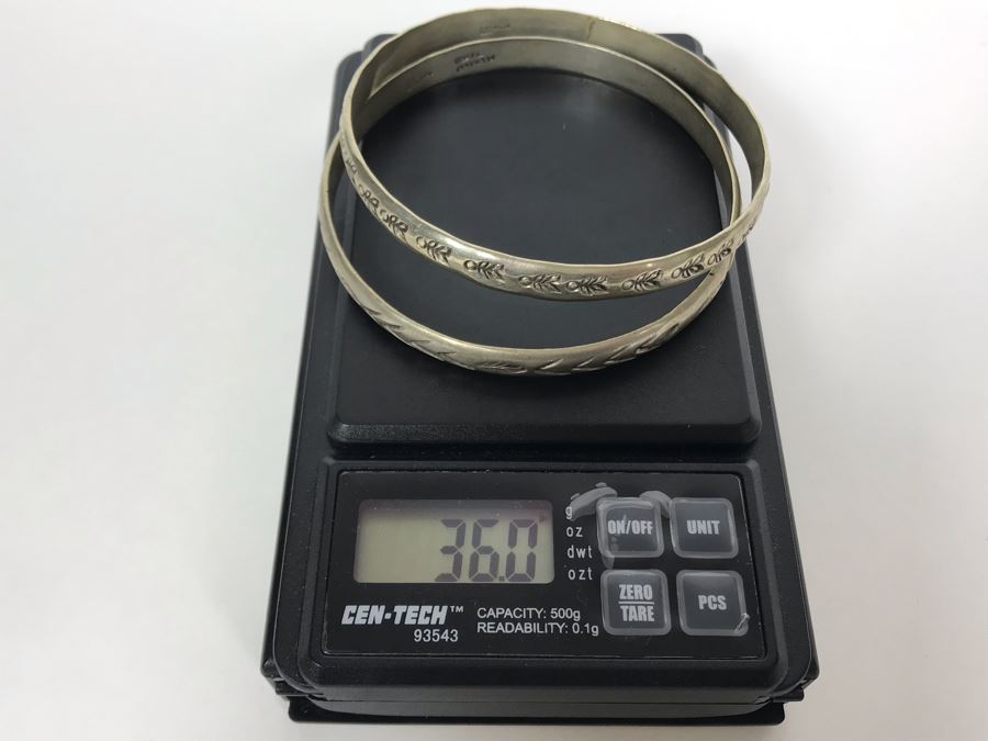 Pair Of Sterling Silver Bracelets (36g) And Turquoise Ring Size 6.5 [Photo 10]