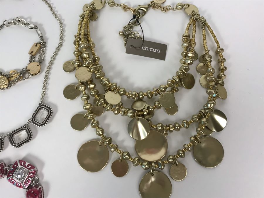 JUST ADDED - (2) New Chico's Necklaces (Retails $138), Brighton Necklace And Bracelet And Lauren G Adams Bracelet    [Photo 7]