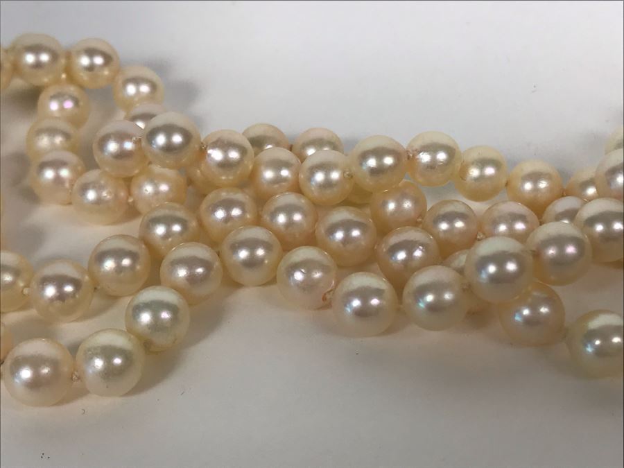 Long Pearl Necklace With 14K Gold Clasp 34'L [Photo 11]