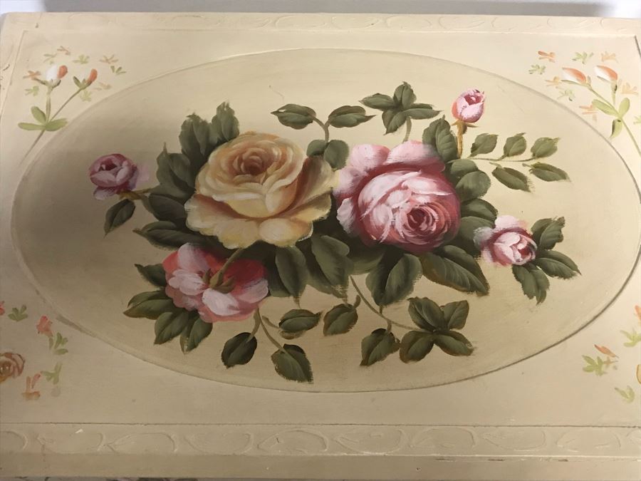 Pair Of Hand Painted Shabby Chic Trunks Chests 24W X 16D X 16H [Photo 4]