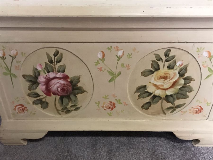 Pair Of Hand Painted Shabby Chic Trunks Chests 24W X 16D X 16H [Photo 5]