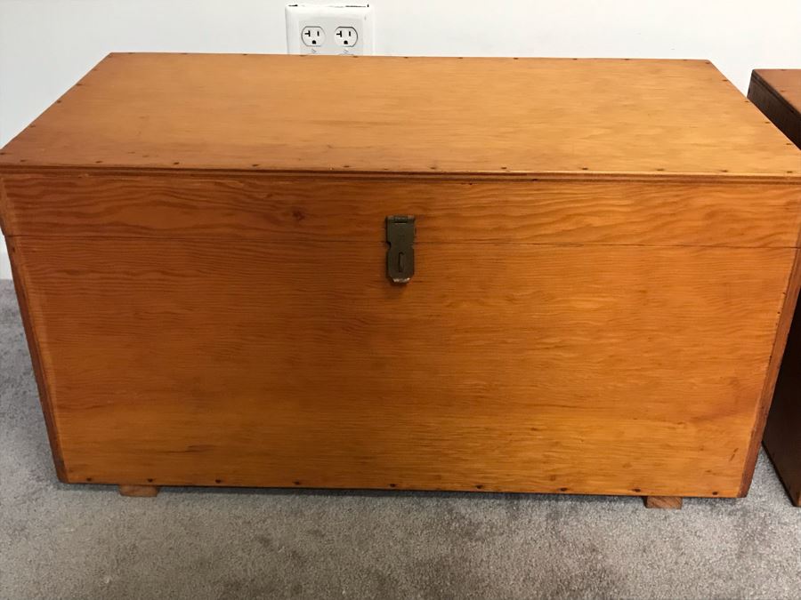 Pair Of Handmade Wooden Trunks Chests 31W X 16D X 16H [Photo 3]