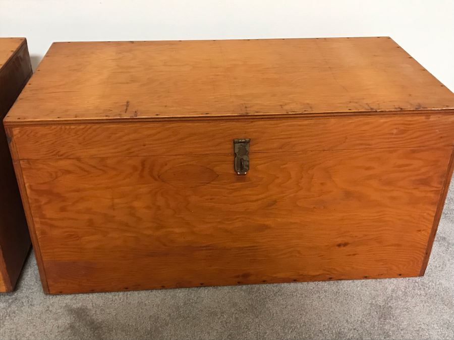 Pair Of Handmade Wooden Trunks Chests 31W X 16D X 16H [Photo 4]