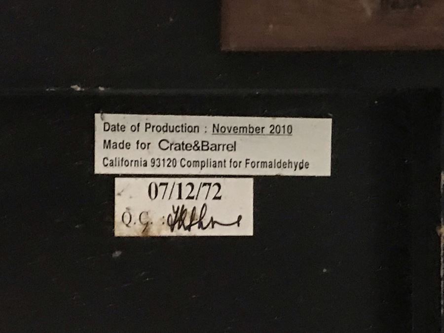 Crate & Barrel Metal Wrapped Top Wooden Industrial Bar Height Table 52W X 26D X 36H [Photo 7]