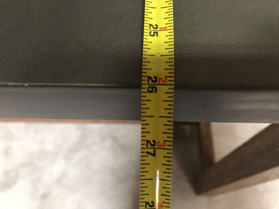 Crate & Barrel Metal Wrapped Top Wooden Industrial Bar Height Table 52W X 26D X 36H [Photo 10]