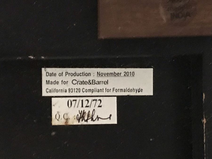 Crate & Barrel Metal Wrapped Top Wooden Industrial Bar Height Table 52W X 26D X 36H [Photo 8]