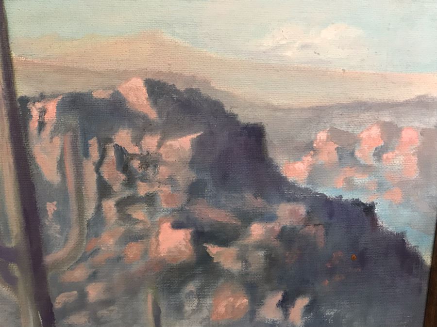 Vintage 1971 Original Plein Air Desert Landscape Painting Signed PeDrachman 24 X 20 [Photo 5]