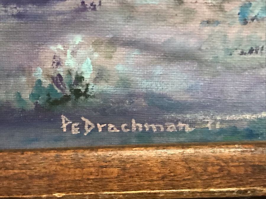 Vintage 1971 Original Plein Air Desert Landscape Painting Signed PeDrachman 24 X 20 [Photo 7]