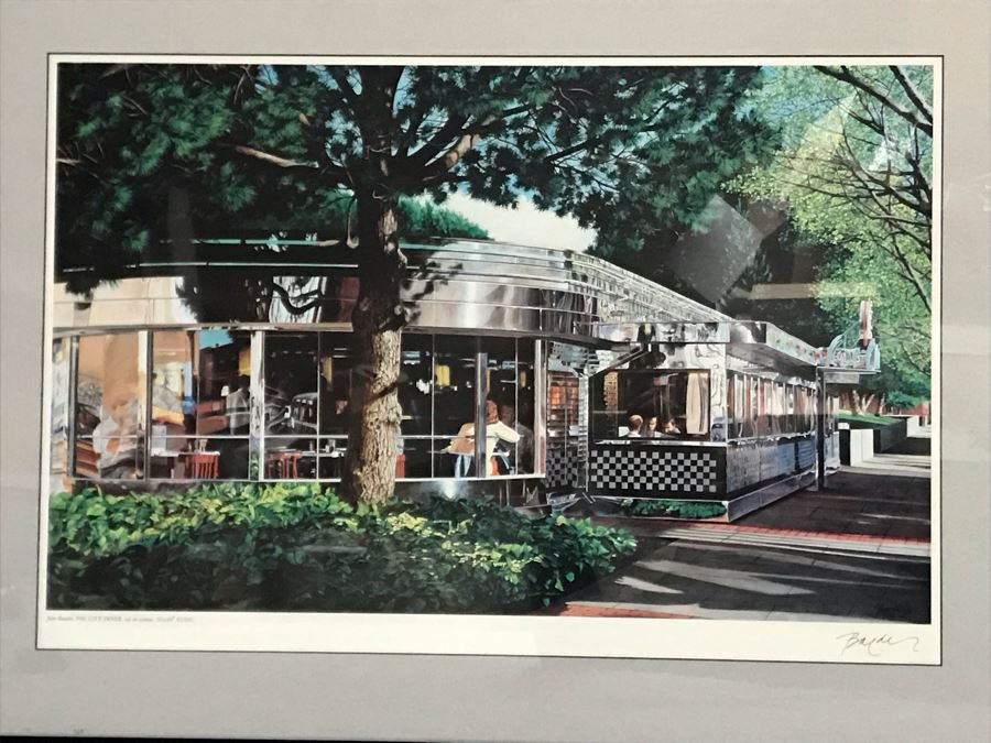 Pencil Hand Signed Limited Edition Print By John Baeder Titled 'Fog City Diner' 32 X 24 [Photo 2]