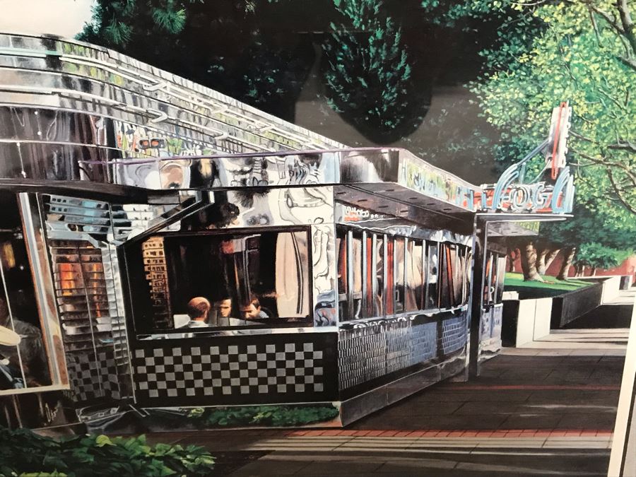 Pencil Hand Signed Limited Edition Print By John Baeder Titled 'Fog City Diner' 32 X 24 [Photo 3]