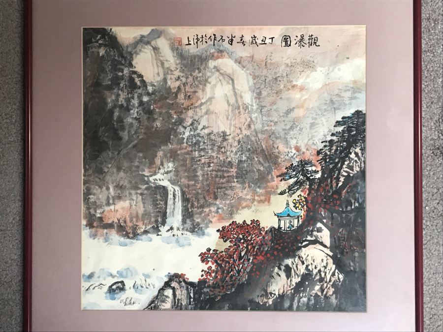 Original Chinese Landscape Painting By Ji Gang 13.5 X 13.5