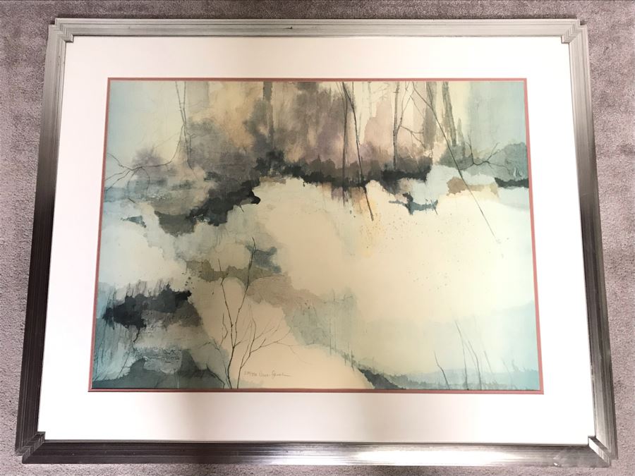 Large Hand Signed Limited Edition Print In Modern Silver Frame 36 X 27
