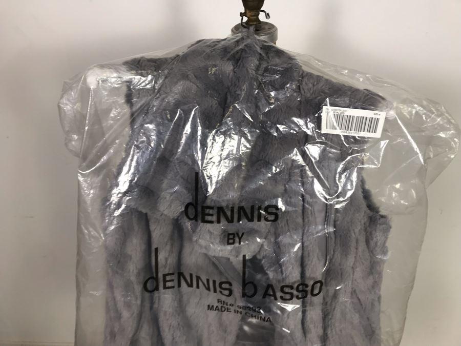 New Dennis By Dennis Basso Faux Fur Vest Jacket Pearl Grey Women's Size M [Photo 8]