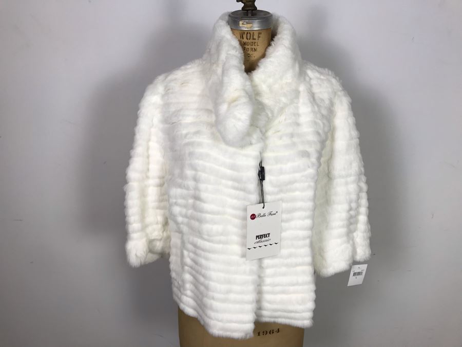 New With Tags Belle Fare Real Rex Rabbit Fur Jacket From Spain Size L [Photo 2]