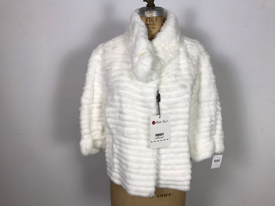 New With Tags Belle Fare Real Rex Rabbit Fur Jacket From Spain Size L