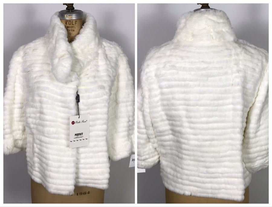 New With Tags Belle Fare Real Rex Rabbit Fur Jacket From Spain Size L [Photo 1]