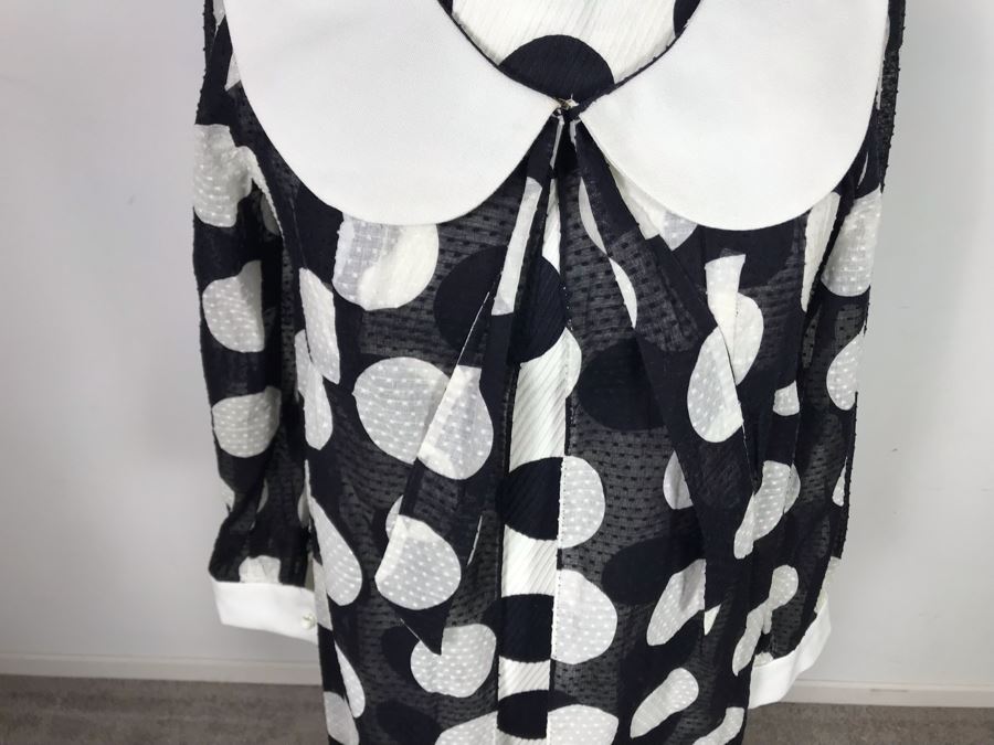 Vintage Mid-Century Black & White Polka Dot Dress With Matching Jacket Size 9 [Photo 7]