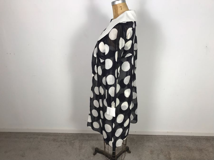 Vintage Mid-Century Black & White Polka Dot Dress With Matching Jacket Size 9 [Photo 9]